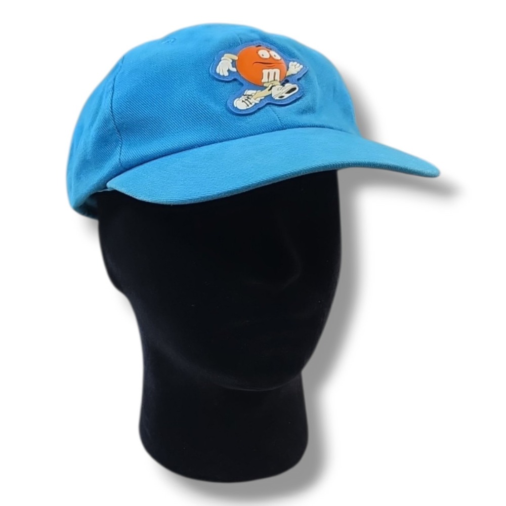 Vintage Mar's M&M Crispy Strap Back Orange Candy Character Blue 1999 Hat Cap